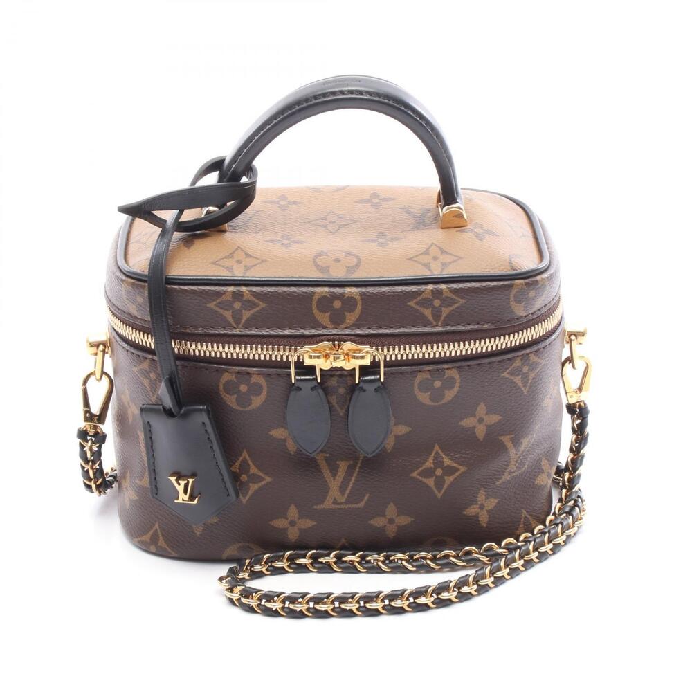 Louis Vuitton Vanity NV Handbag Canvas Leather Monogram Reverse Brown Black
